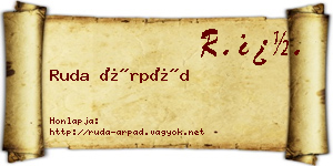 Ruda Árpád névjegykártya